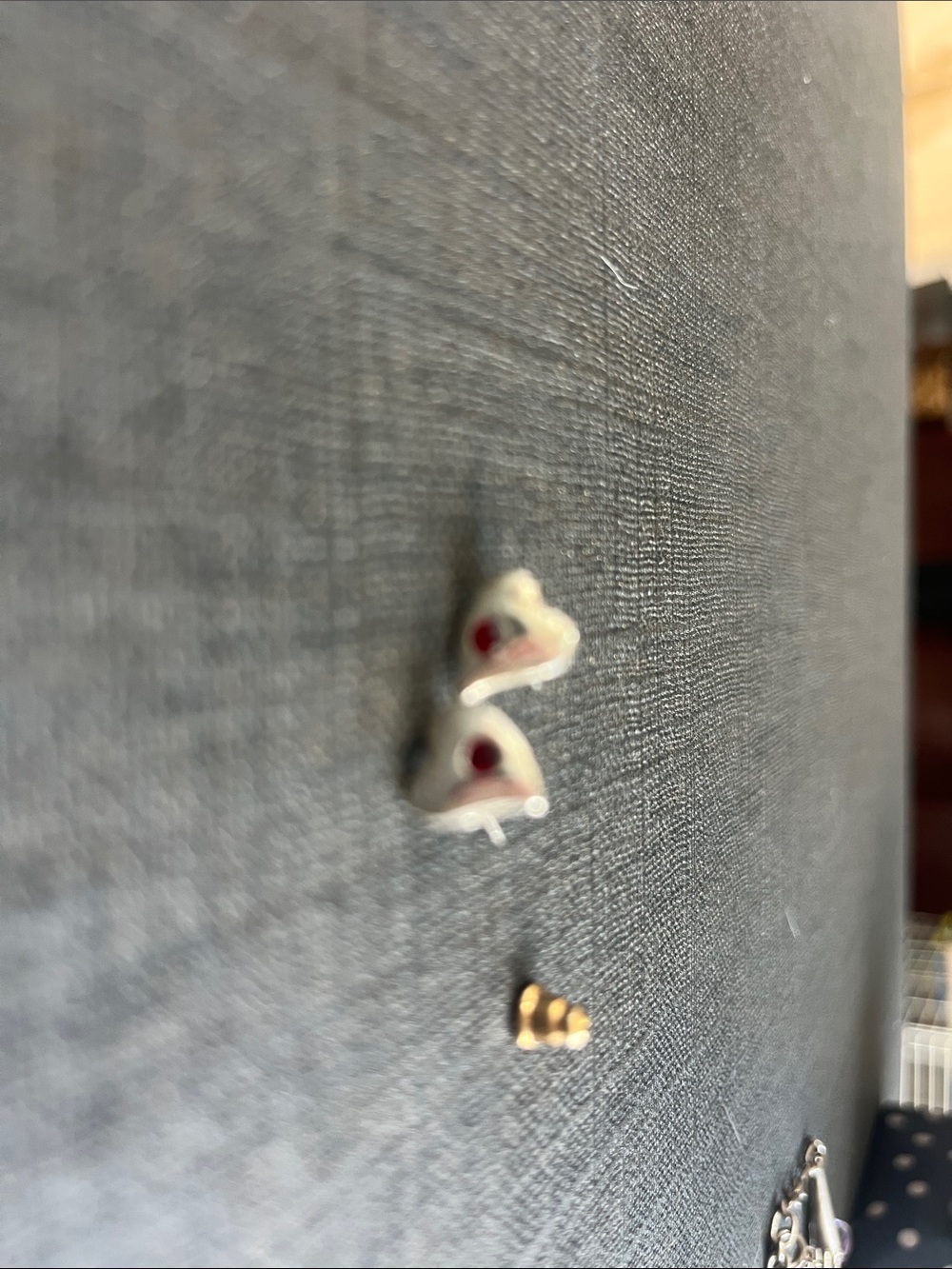 Silver Heart Stud Earrings with Red Accent - Women Jewelry Earrings